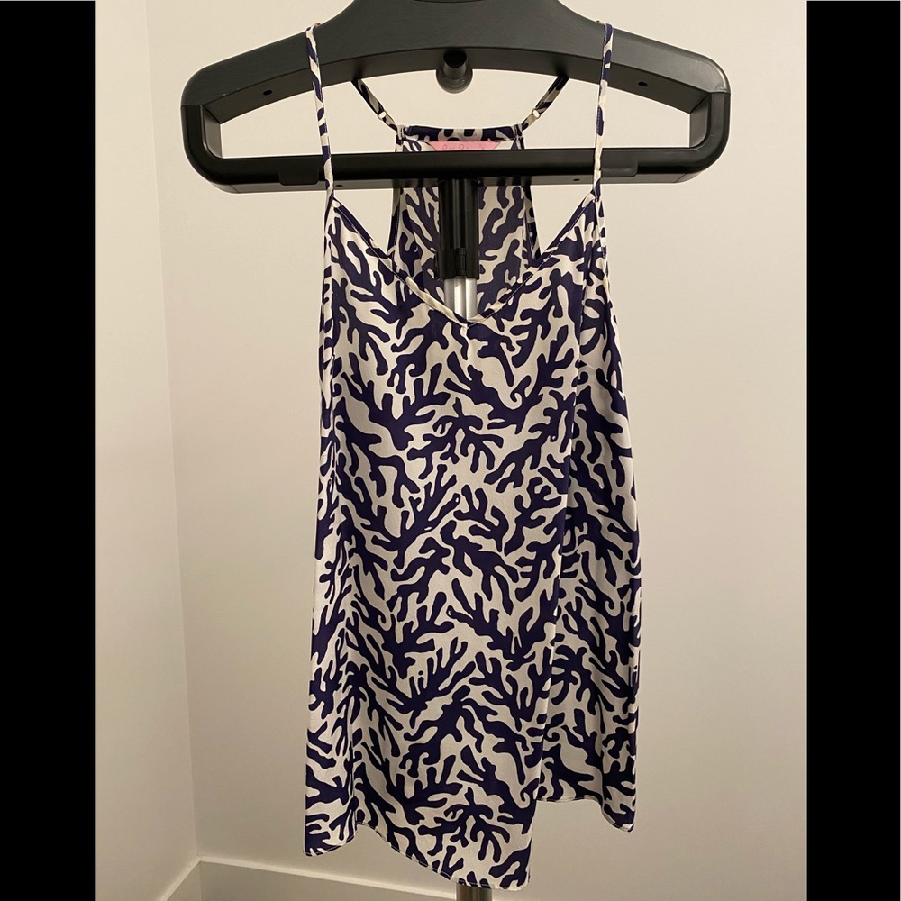 Lilly Pulitzer Navy & White Print Tank Top | Size S